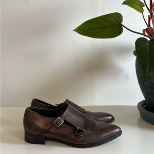 Tosca Blu Double Monk Strap Shoes -
Brown Leather - EU 39 (US 8-8.5)